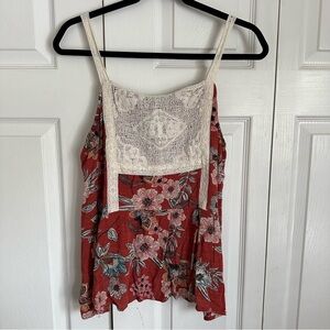 Maurices Autumn Floral Crochet Babydoll Womens Top Sz XL Boho Flowy Cottagecore
